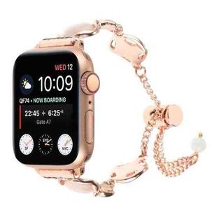 For Apple Watch SE 2022 44mm Shell Metal Chain Bracelet Watch Band(Rose Gold)