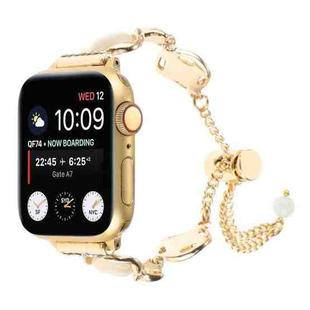 For Apple Watch Series 4 40mm Shell Metal Chain Bracelet Watch Band(Gold)