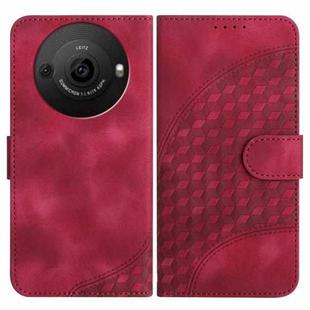 For Sharp Aquos R8 Pro SH-51D YX0060 Elephant Head Embossed Phone Leather Case with Lanyard(Rose Red)