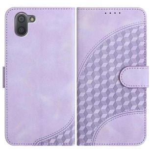 For Sharp Aquos R3 YX0060 Elephant Head Embossed Phone Leather Case with Lanyard(Light Purple)