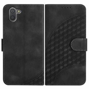 For Sharp Aquos R3 YX0060 Elephant Head Embossed Phone Leather Case with Lanyard(Black)