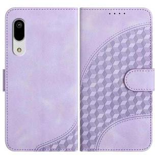 For Sharp Aquos Sense 3 YX0060 Elephant Head Embossed Phone Leather Case with Lanyard(Light Purple)