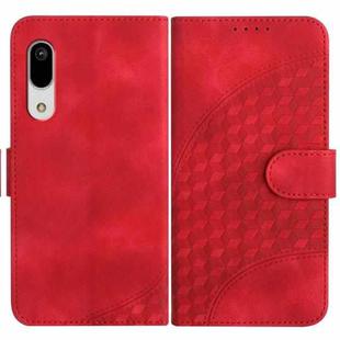For Sharp Aquos Sense 3 YX0060 Elephant Head Embossed Phone Leather Case with Lanyard(Red)