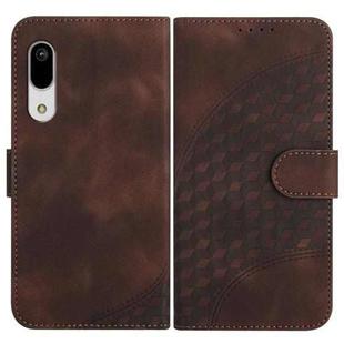 For Sharp Aquos Sense 3 YX0060 Elephant Head Embossed Phone Leather Case with Lanyard(Coffee)