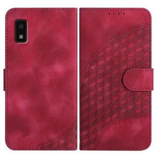For Sharp Aquos wish YX0060 Elephant Head Embossed Phone Leather Case with Lanyard(Rose Red)