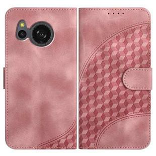 For Sharp Aquos sense8/SHG11/SH-54D YX0060 Elephant Head Embossed Phone Leather Case with Lanyard(Pink)