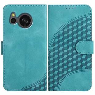 For Sharp Aquos sense8/SHG11/SH-54D YX0060 Elephant Head Embossed Phone Leather Case with Lanyard(Light Blue)