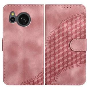 For Sharp Aquos sense7/SH-53C/SHG10 YX0060 Elephant Head Embossed Phone Leather Case with Lanyard(Pink)