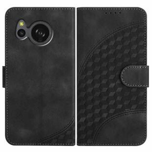 For Sharp Aquos sense7/SH-53C/SHG10 YX0060 Elephant Head Embossed Phone Leather Case with Lanyard(Black)