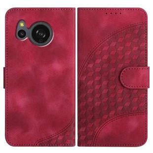 For Sharp Aquos sense7/SH-53C/SHG10 YX0060 Elephant Head Embossed Phone Leather Case with Lanyard(Rose Red)