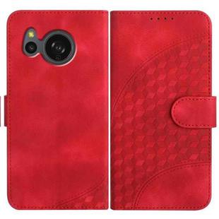 For Sharp Aquos sense7/SH-53C/SHG10 YX0060 Elephant Head Embossed Phone Leather Case with Lanyard(Red)