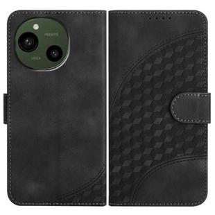 For Sharp Aquos R10 Elephant Head Embossed Phone Leather Case with Lanyard(Black)