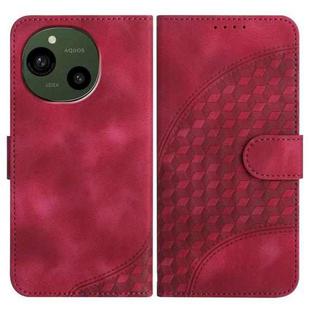 For Sharp Aquos R10 Elephant Head Embossed Phone Leather Case with Lanyard(Rose Red)