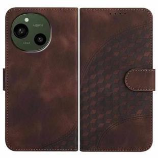 For Sharp Aquos R10 Elephant Head Embossed Phone Leather Case with Lanyard(Coffee)