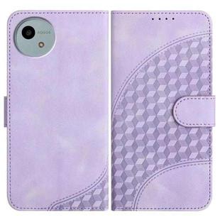 For Sharp Aquos wish5 Elephant Head Embossed Phone Leather Case with Lanyard(Light Purple)