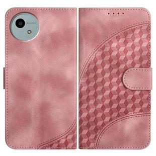 For Sharp Aquos wish5 Elephant Head Embossed Phone Leather Case with Lanyard(Pink)