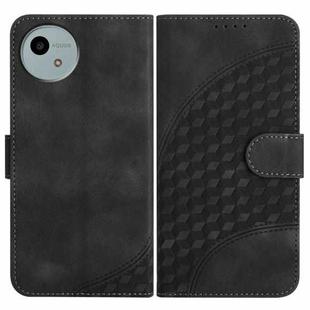 For Sharp Aquos wish5 Elephant Head Embossed Phone Leather Case with Lanyard(Black)