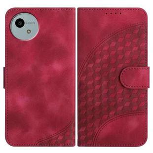 For Sharp Aquos wish5 Elephant Head Embossed Phone Leather Case with Lanyard(Rose Red)