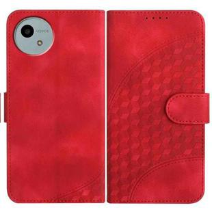 For Sharp Aquos wish5 Elephant Head Embossed Phone Leather Case with Lanyard(Red)