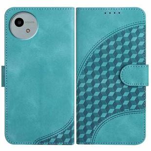 For Sharp Aquos wish5 Elephant Head Embossed Phone Leather Case with Lanyard(Light Blue)