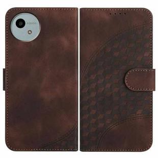 For Sharp Aquos wish5 Elephant Head Embossed Phone Leather Case with Lanyard(Coffee)