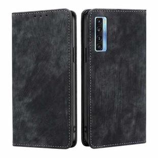 For TCL 20s / 20 5G / 20L / 20L+ RFID Anti-theft Brush Magnetic Leather Phone Case(Black)