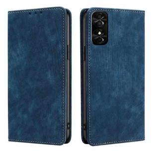 For TCL 50 SE 4G RFID Anti-theft Brush Magnetic Leather Phone Case(Blue)