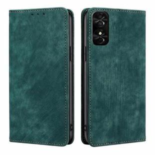 For TCL 50 SE 4G RFID Anti-theft Brush Magnetic Leather Phone Case(Green)