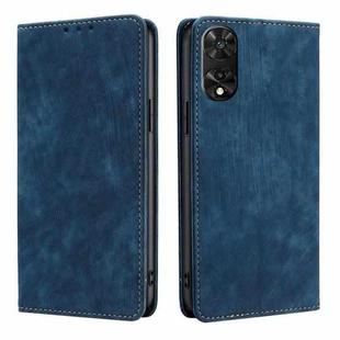 For TCL 505 4G RFID Anti-theft Brush Magnetic Leather Phone Case(Blue)