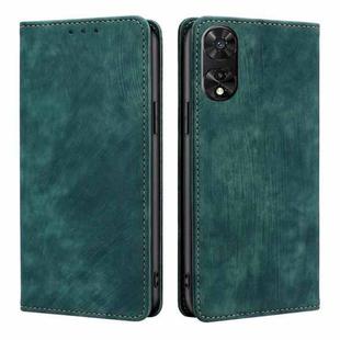 For TCL 505 4G RFID Anti-theft Brush Magnetic Leather Phone Case(Green)