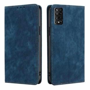 For TCL 50 5G RFID Anti-theft Brush Magnetic Leather Phone Case(Blue)