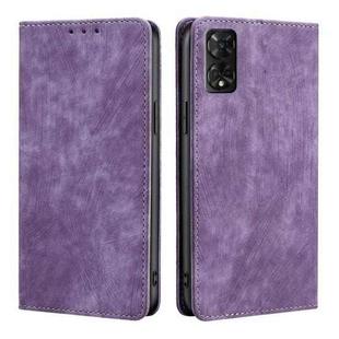 For TCL 50 5G RFID Anti-theft Brush Magnetic Leather Phone Case(Purple)