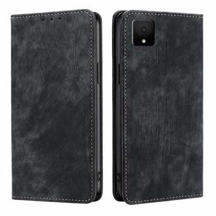 For TCL 502 RFID Anti-theft Brush Magnetic Leather Phone Case(Black)