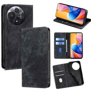 For TCL 60R 5G RFID Anti-theft Brush Magnetic Leather Phone Case(Black)