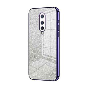 For OnePlus 8 Gradient Glitter Powder Electroplated Phone Case(Purple)