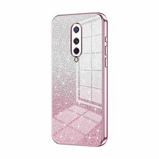 For OnePlus 8 Gradient Glitter Powder Electroplated Phone Case(Pink)