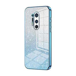 For OnePlus 8 Pro Gradient Glitter Powder Electroplated Phone Case(Blue)