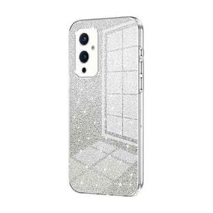 For OnePlus 9 Gradient Glitter Powder Electroplated Phone Case(Transparent)