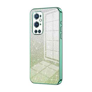 For OnePlus 9 Pro Gradient Glitter Powder Electroplated Phone Case(Green)