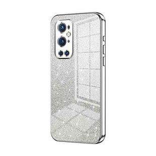 For OnePlus 9 Pro Gradient Glitter Powder Electroplated Phone Case(Silver)