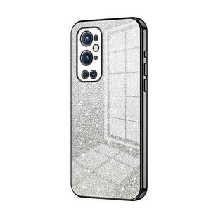 For OnePlus 9 Pro Gradient Glitter Powder Electroplated Phone Case(Black)