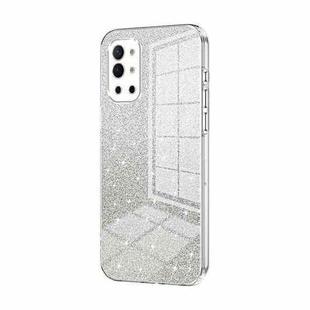 For OnePlus 9R Gradient Glitter Powder Electroplated Phone Case(Transparent)