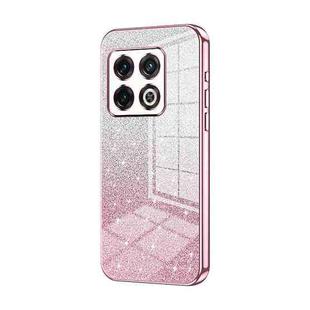 For OnePlus 10 Pro Gradient Glitter Powder Electroplated Phone Case(Pink)