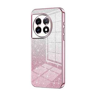 For OnePlus 11 Gradient Glitter Powder Electroplated Phone Case(Pink)