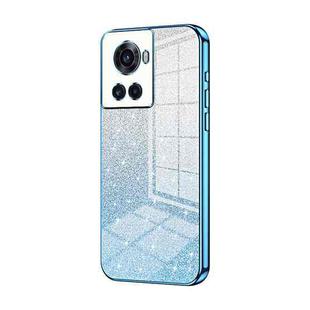 For OnePlus Ace / 10R Gradient Glitter Powder Electroplated Phone Case(Blue)