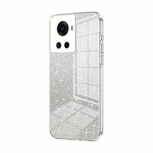 For OnePlus Ace / 10R Gradient Glitter Powder Electroplated Phone Case(Transparent)