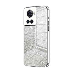 For OnePlus Ace / 10R Gradient Glitter Powder Electroplated Phone Case(Silver)