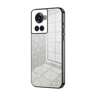 For OnePlus Ace / 10R Gradient Glitter Powder Electroplated Phone Case(Black)