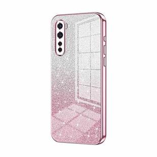 For OnePlus Nord Gradient Glitter Powder Electroplated Phone Case(Pink)
