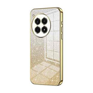 For OnePlus Ace 3 Pro Gradient Glitter Powder Electroplated Phone Case(Gold)